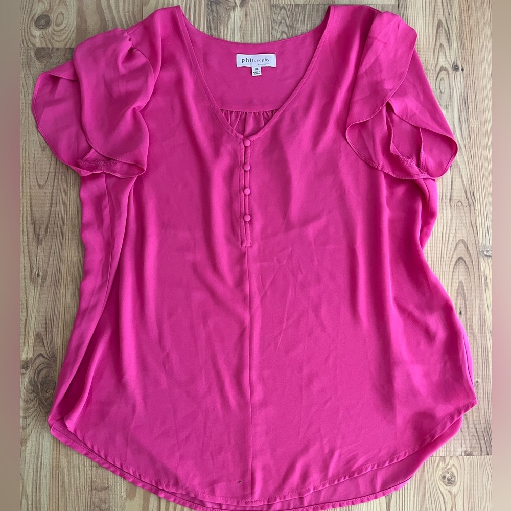 Philosophy Pink Flutter Sleeve Blouse Size XL